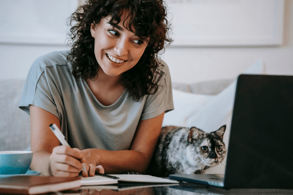 Cat and owner looking into their requirements for boarding in billings mt.