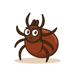cartoon image of a tick who is upsert after preventative treatment